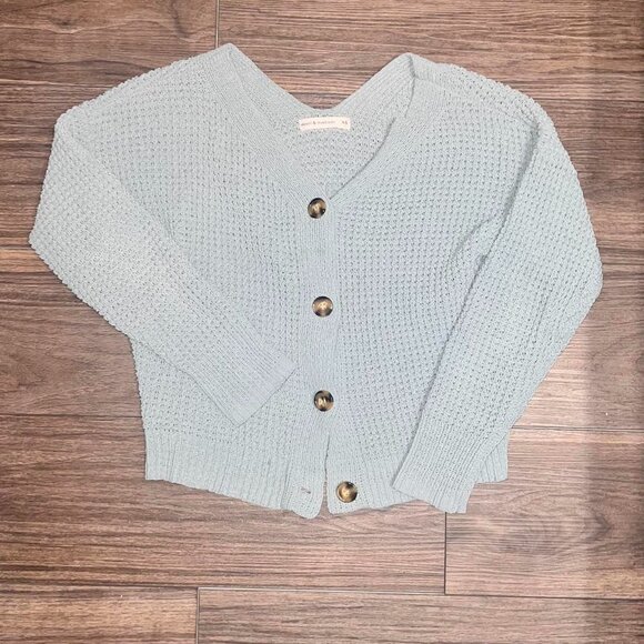 Button Front Green Knit Cardigan Sweater Y2K Minimalist Top - Picture 4 of 4